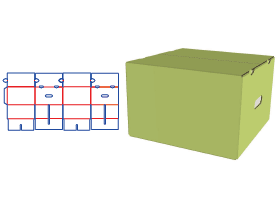 开槽型纸箱,隔板+手孔,一体成型